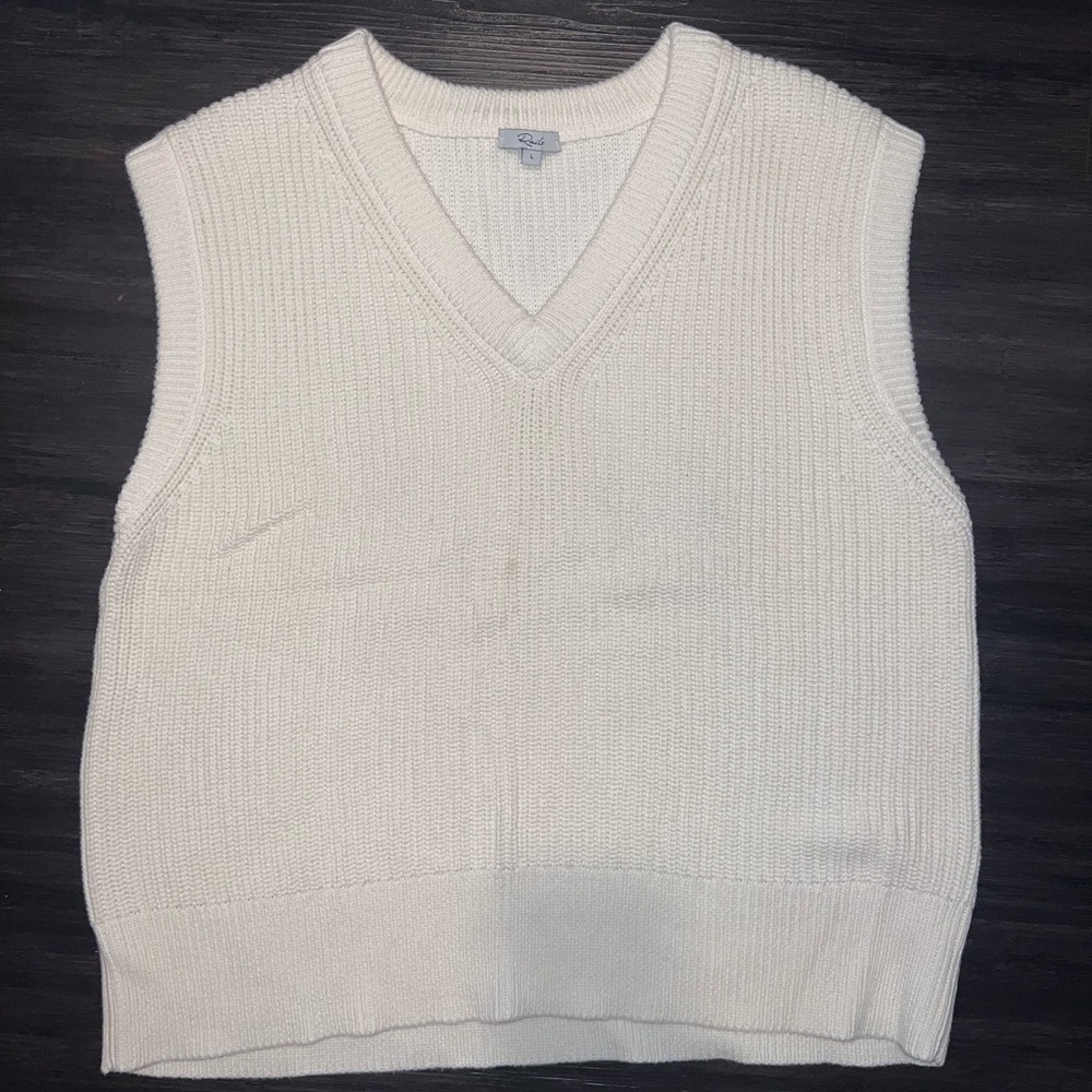 RAILS White Knit Sleeveless Sweater Vest